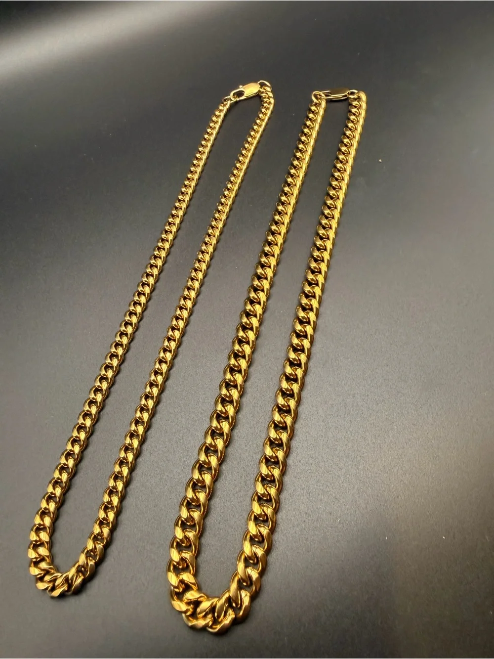 2-Piece Gold-Tone Stainless Steel Cuban Chain Set